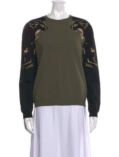 Pre-owned Valentino Graphic Print Crew Neck Top In Green