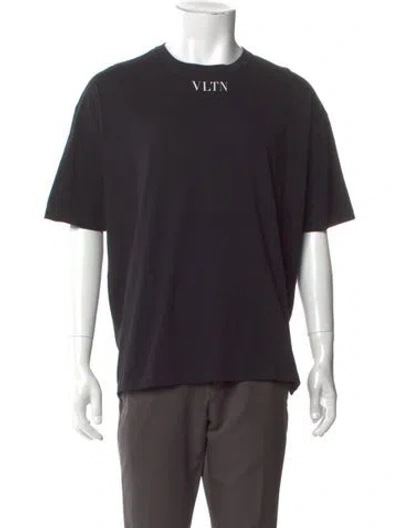 Pre-owned Valentino Graphic Print Crew Neck T-shirt In Black