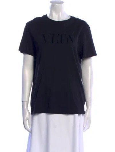 Pre-owned Valentino Graphic Print Crew Neck T-shirt In Black