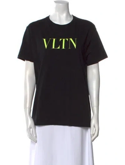 Pre-owned Valentino Graphic Print Crew Neck T-shirt In Black