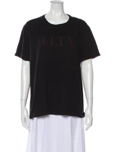 Pre-owned Valentino Graphic Print Crew Neck T-shirt In Black