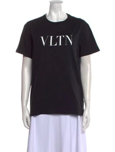 Pre-owned Valentino Graphic Print Crew Neck T-shirt In Black