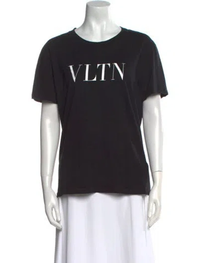 Pre-owned Valentino Graphic Print Crew Neck T-shirt In Black