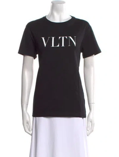 Pre-owned Valentino Graphic Print Crew Neck T-shirt In Black