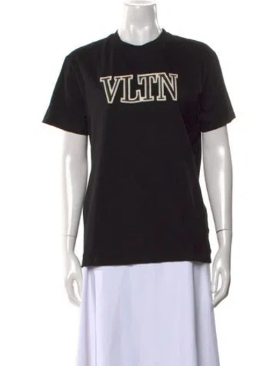 Pre-owned Valentino Graphic Print Crew Neck T-shirt In Black