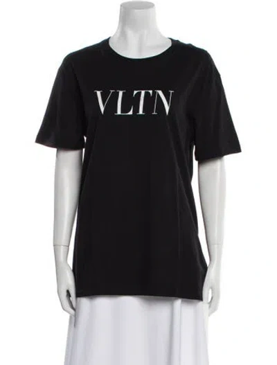 Pre-owned Valentino Graphic Print Crew Neck T-shirt In Black