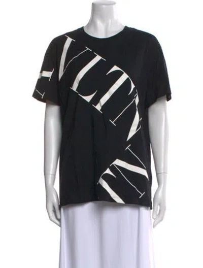 Pre-owned Valentino Graphic Print Crew Neck T-shirt In Black