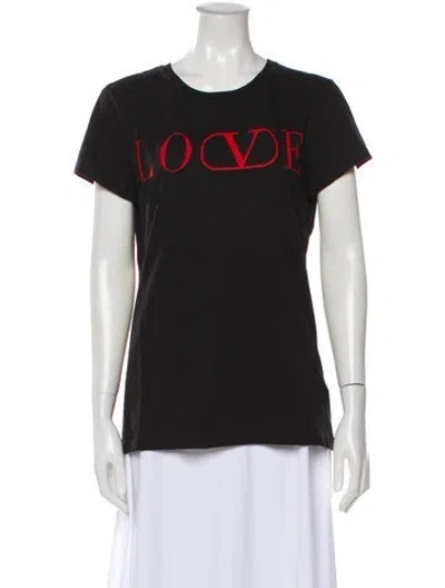Pre-owned Valentino Graphic Print Crew Neck T-shirt In Black