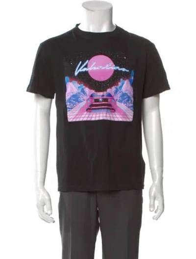Pre-owned Valentino Graphic Print Crew Neck T-shirt In Black