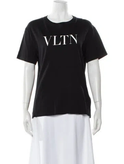 Pre-owned Valentino Graphic Print Crew Neck T-shirt In Black