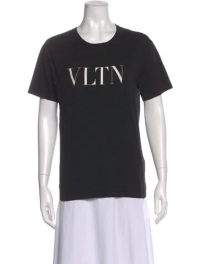 Pre-owned Valentino Graphic Print Crew Neck T-shirt In Black