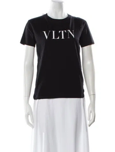 Pre-owned Valentino Graphic Print Crew Neck T-shirt In Black