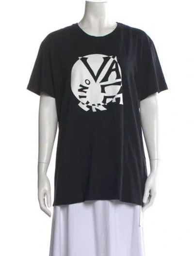 Pre-owned Valentino Graphic Print Crew Neck T-shirt In Black