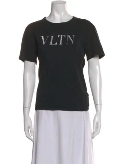 Pre-owned Valentino Graphic Print Crew Neck T-shirt In Black