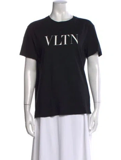 Pre-owned Valentino Graphic Print Crew Neck T-shirt In Black