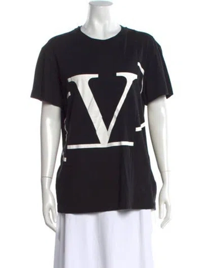 Pre-owned Valentino Graphic Print Crew Neck T-shirt In Black