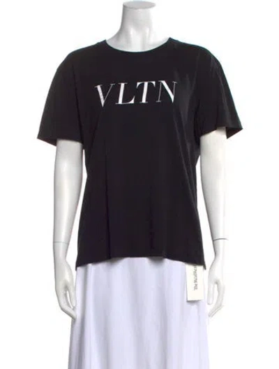 Pre-owned Valentino Graphic Print Crew Neck T-shirt In Black