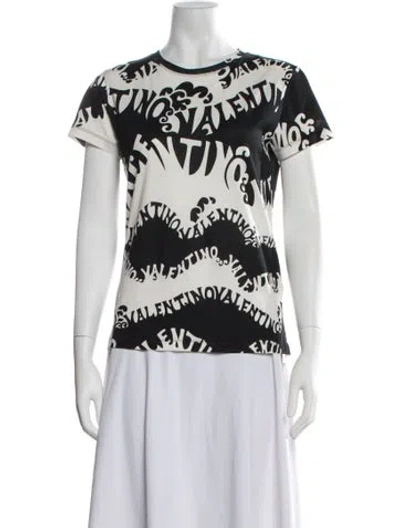 Pre-owned Valentino Graphic Print Crew Neck T-shirt In Black/white