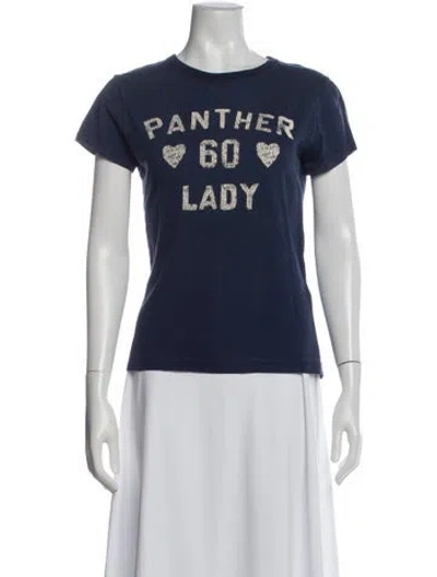 Pre-owned Valentino Graphic Print Crew Neck T-shirt In Blue