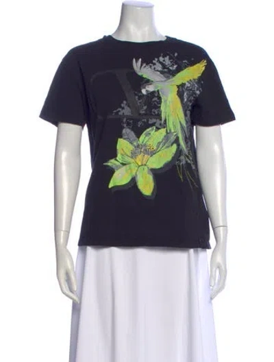 Pre-owned Valentino Graphic Print Crew Neck T-shirt In Blue