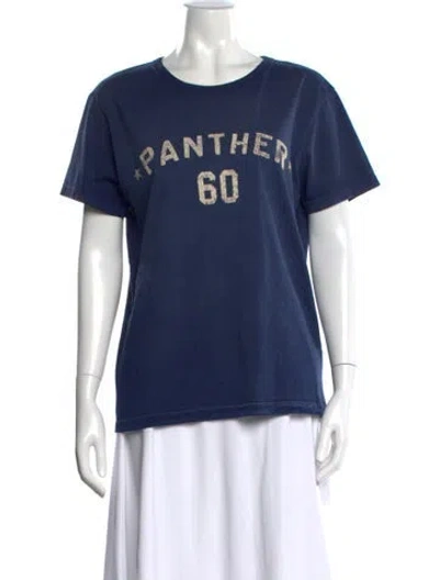 Pre-owned Valentino Graphic Print Crew Neck T-shirt In Blue