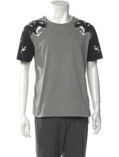 Pre-owned Valentino Graphic Print Crew Neck T-shirt In Gray