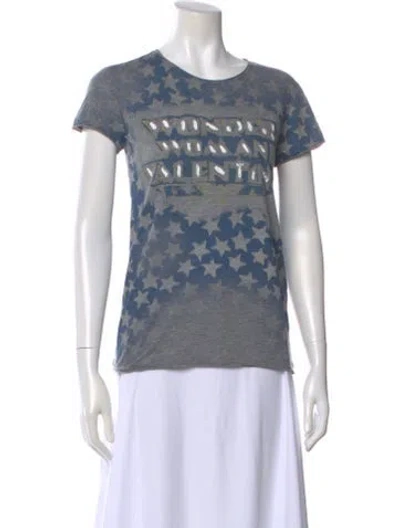 Pre-owned Valentino Graphic Print Crew Neck T-shirt In Gray