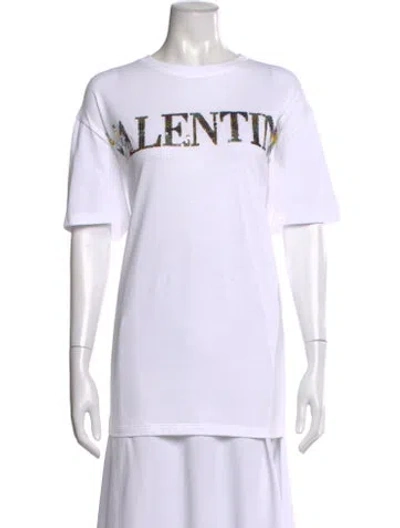 Pre-owned Valentino Graphic Print Crew Neck T-shirt In Neutral