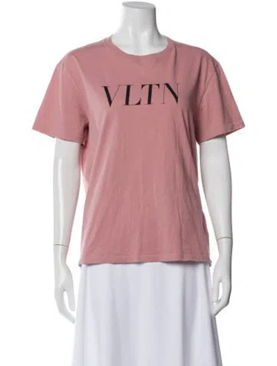 Pre-owned Valentino Graphic Print Crew Neck T-shirt In Pink