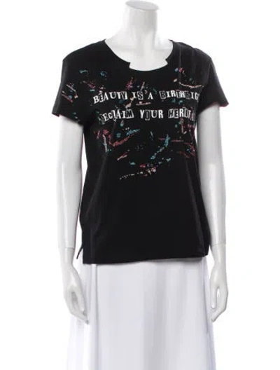 Pre-owned Valentino Graphic Print Crew Neck T-shirt W/ Tags In Black