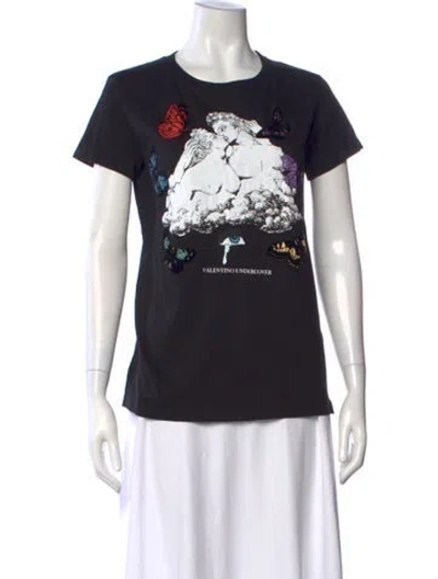 Pre-owned Valentino Graphic Print Crew Neck T-shirt W/ Tags In Black
