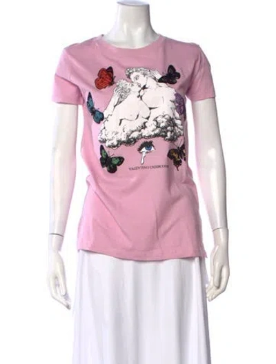 Pre-owned Valentino Graphic Print Crew Neck T-shirt W/ Tags In Pink