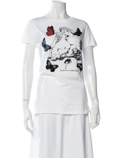 Pre-owned Valentino Graphic Print Crew Neck T-shirt W/ Tags In White