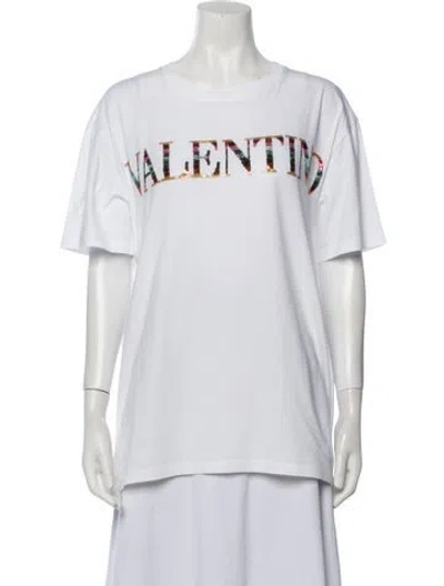 Pre-owned Valentino Graphic Print Crew Neck T-shirt In White