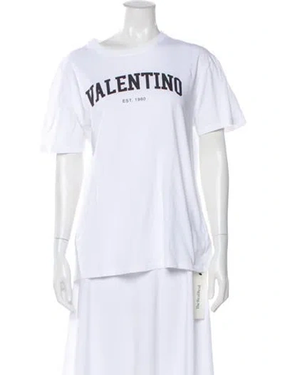 Pre-owned Valentino Graphic Print Crew Neck T-shirt In White