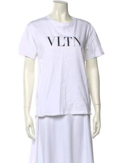 Pre-owned Valentino Graphic Print Crew Neck T-shirt In White