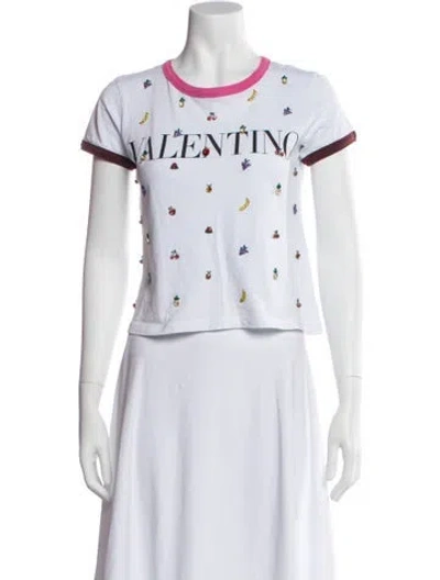 Pre-owned Valentino Graphic Print Crew Neck T-shirt In White