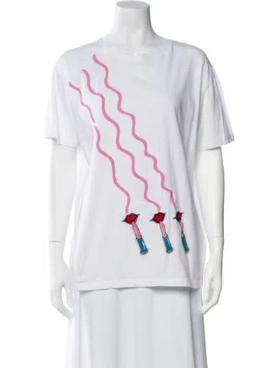 Pre-owned Valentino Graphic Print Crew Neck T-shirt In White