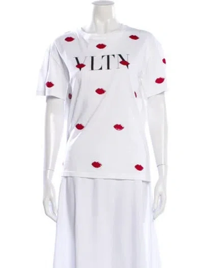Pre-owned Valentino Graphic Print Crew Neck T-shirt In White