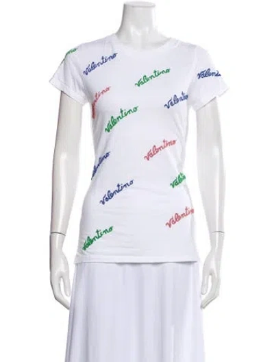 Pre-owned Valentino Graphic Print Crew Neck T-shirt In White