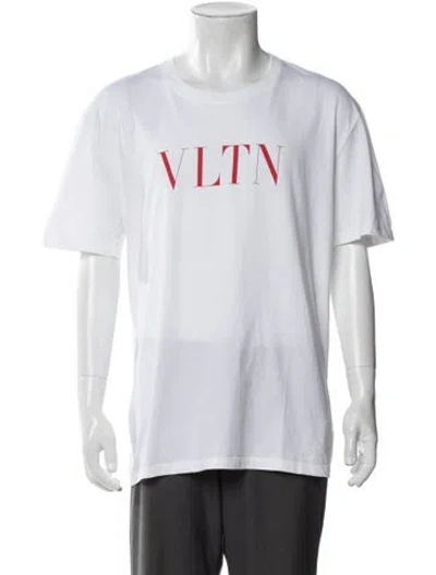 Pre-owned Valentino Graphic Print Crew Neck T-shirt In White