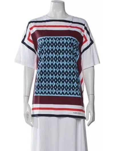 Pre-owned Valentino Graphic Print Crew Neck T-shirt In White