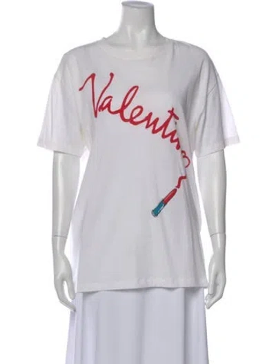 Pre-owned Valentino Graphic Print Crew Neck T-shirt In White