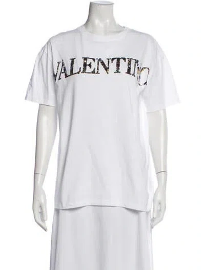 Pre-owned Valentino Graphic Print Crew Neck T-shirt In White