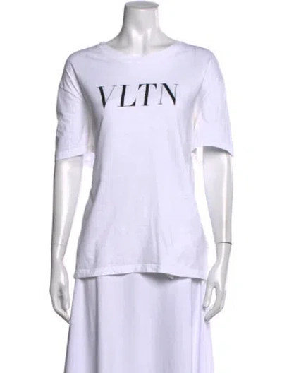 Pre-owned Valentino Graphic Print Crew Neck T-shirt In White
