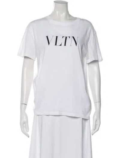 Pre-owned Valentino Graphic Print Crew Neck T-shirt In White