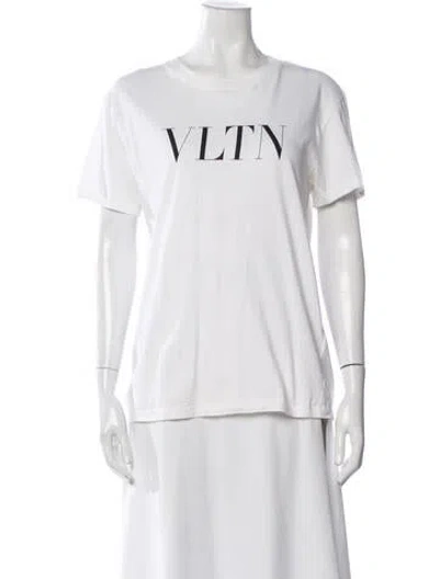 Pre-owned Valentino Graphic Print Crew Neck T-shirt In White