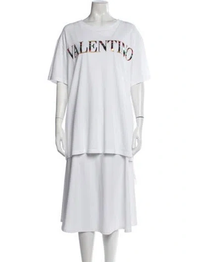 Pre-owned Valentino Graphic Print Crew Neck T-shirt In White