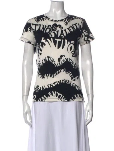 Pre-owned Valentino Graphic Print Crew Neck T-shirt In White