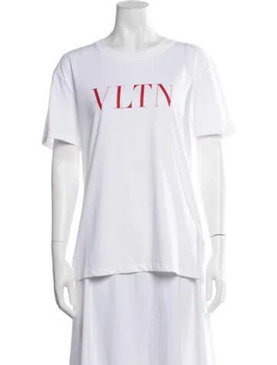 Pre-owned Valentino Graphic Print Crew Neck T-shirt In White